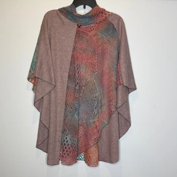 Dor Dor Couture Crochet Patchwork Poncho L  Top Large Boho Asymmetrical - Picture 5 of 9